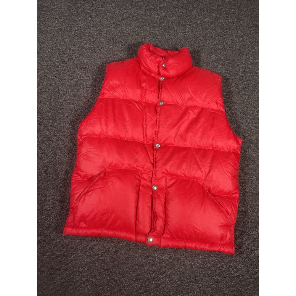 VTG The North Face Down Puffer Vest Mens Small Red Snap Front Gorpcore 70s USA